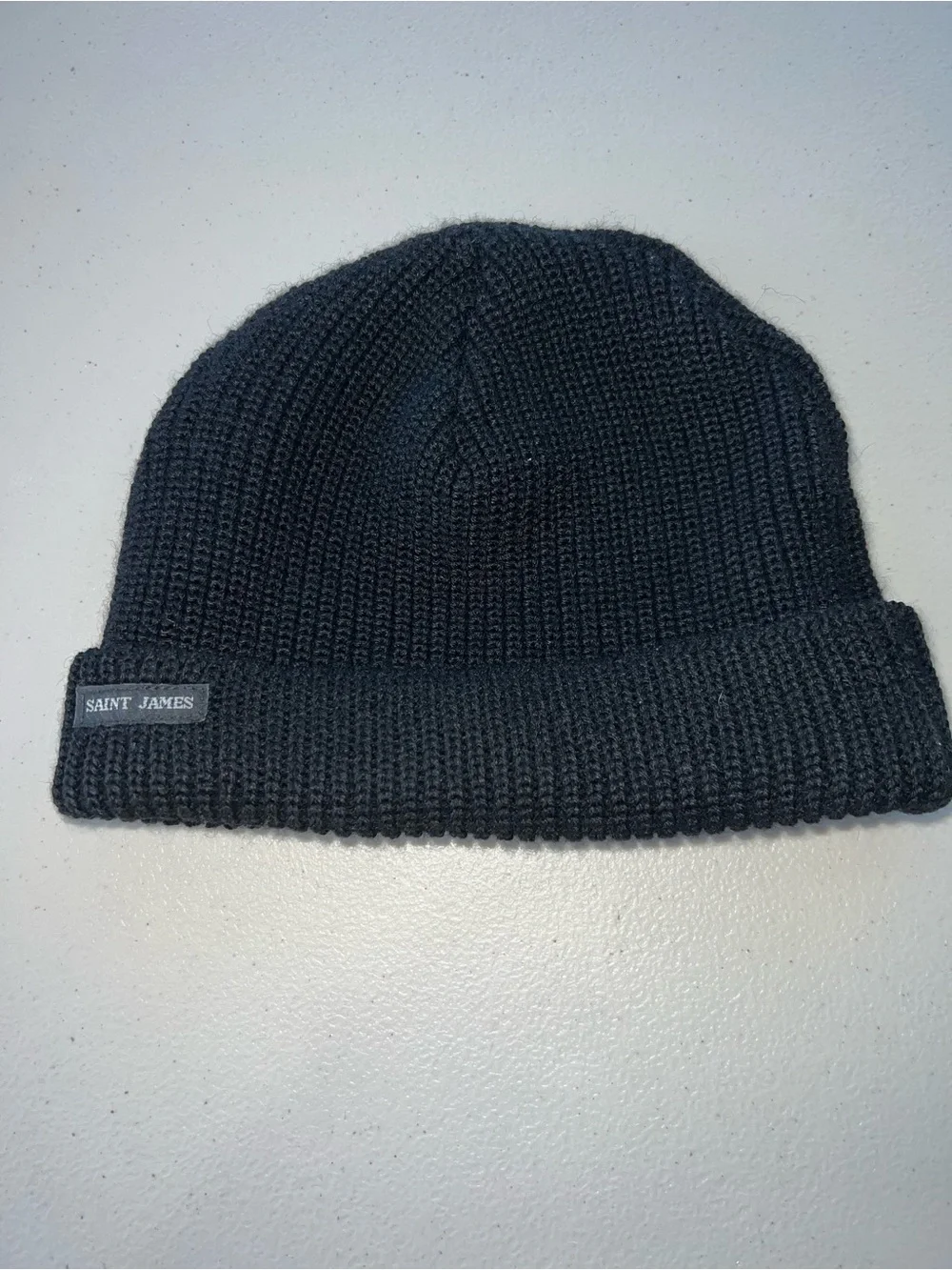 Saint James Canot Purl Knit Wool Beanie Black